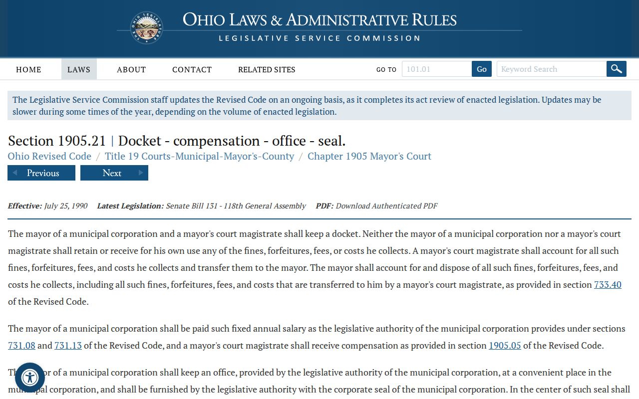 Bluffton court records and Ohio mayor's court docket law