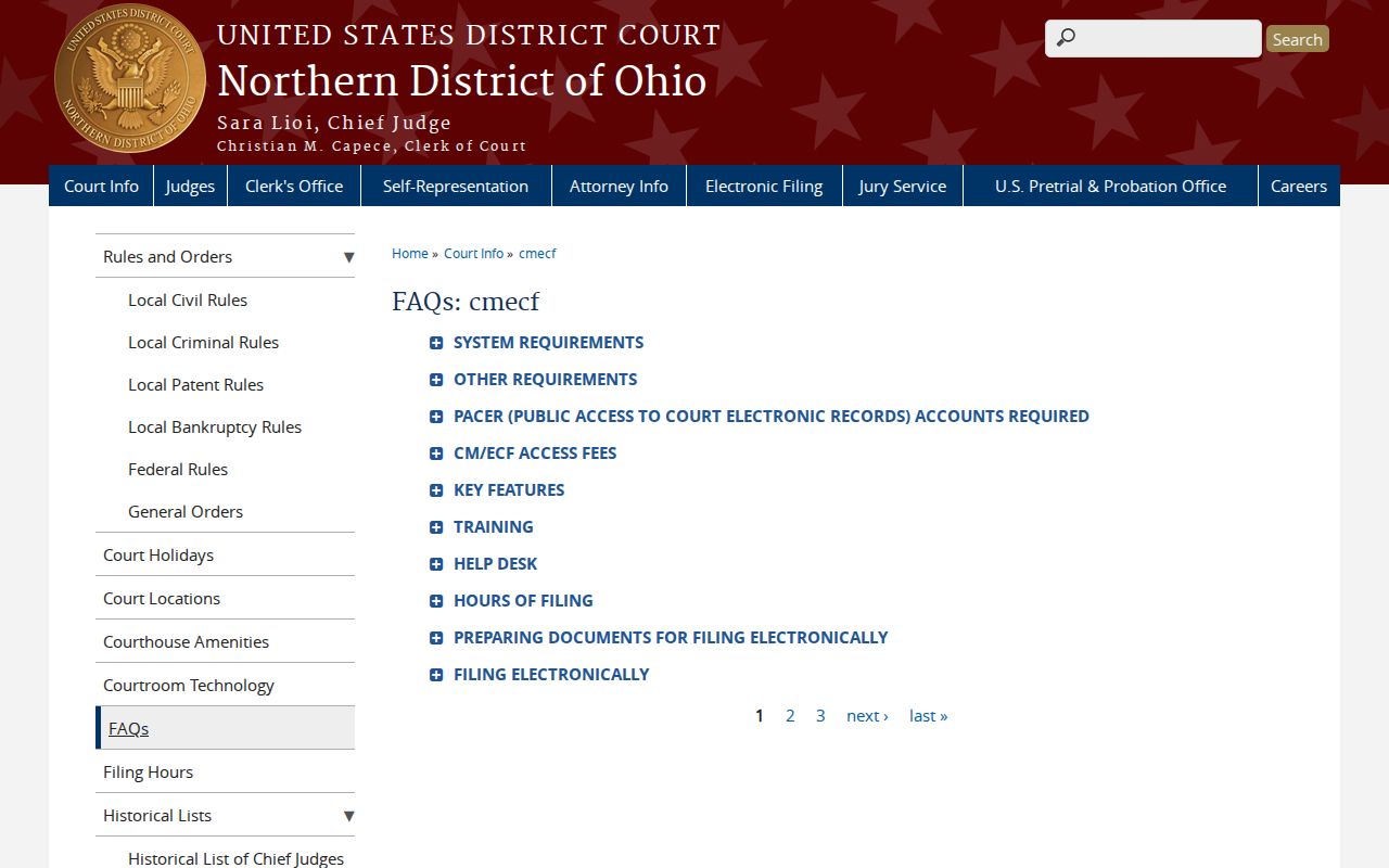 Allen County case search distinction for Northern District of Ohio PACER and CM ECF records