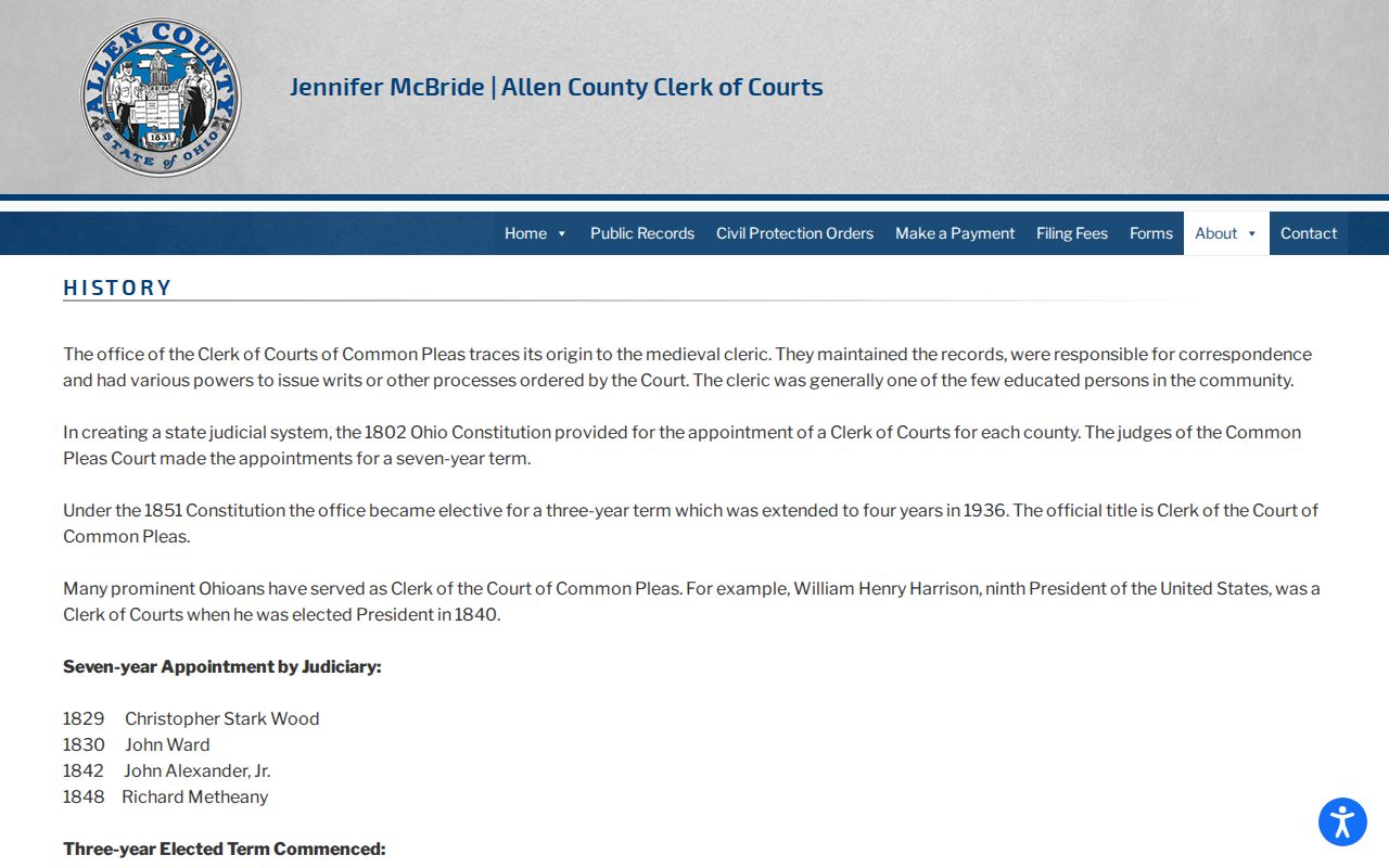 Allen County criminal court dockets and Clerk of Courts history
