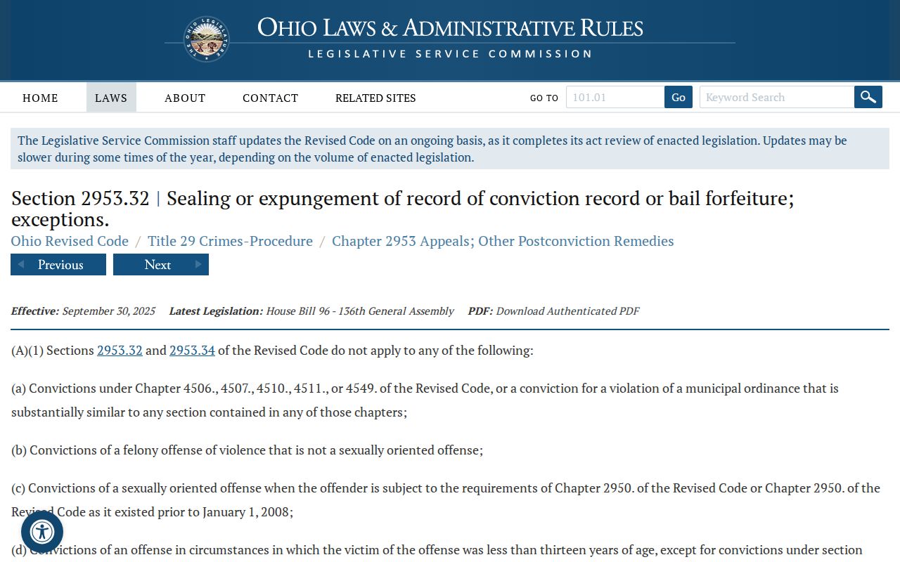 Allen County criminal court dockets and Ohio sealing statute