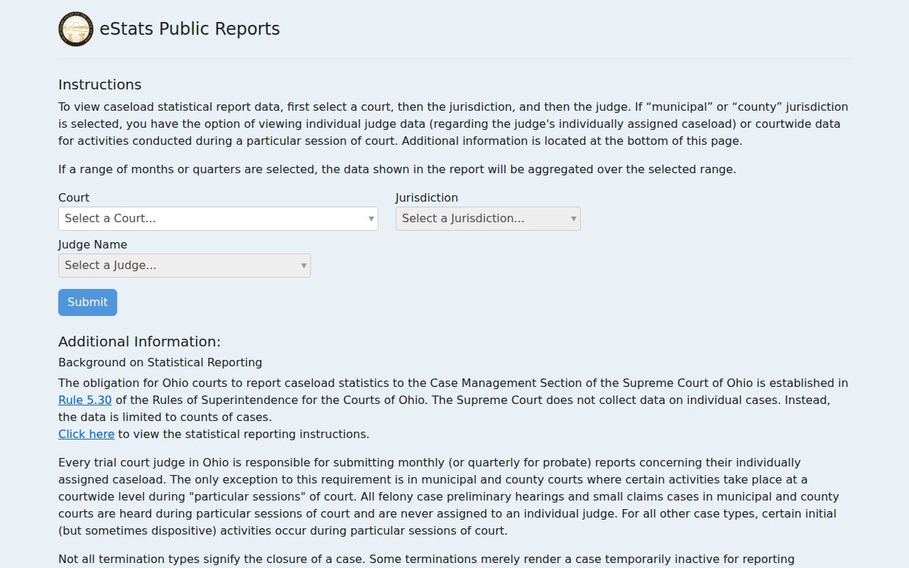 Allen County court docket Ohio court statistics source