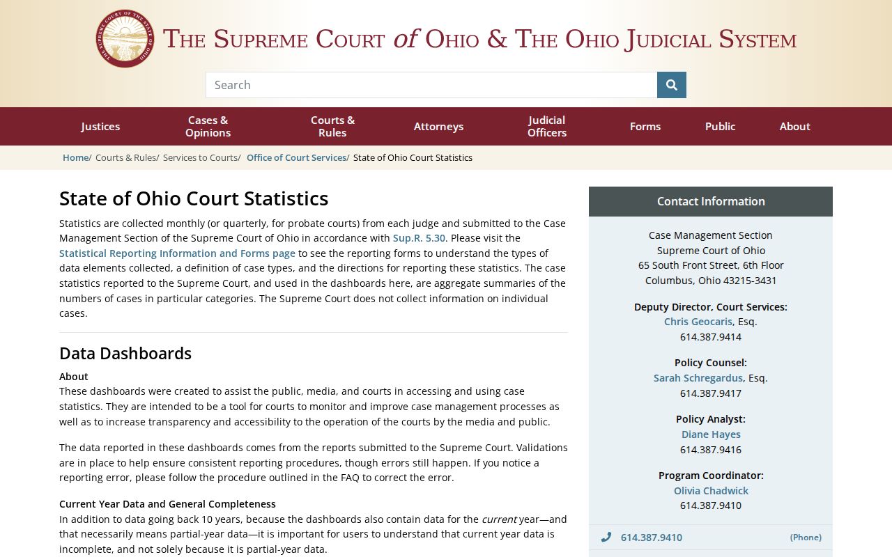 Allen County court docket Ohio court statistics dashboard