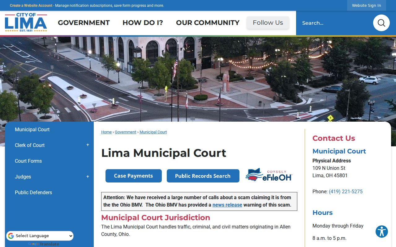 Allen County court docket Lima Municipal Court calendar source