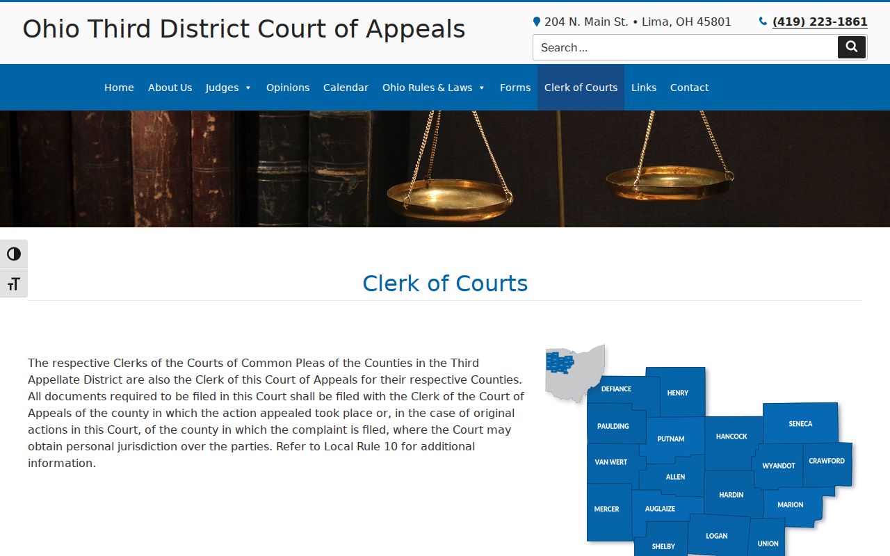Lima court records and Third District Court of Appeals clerk information