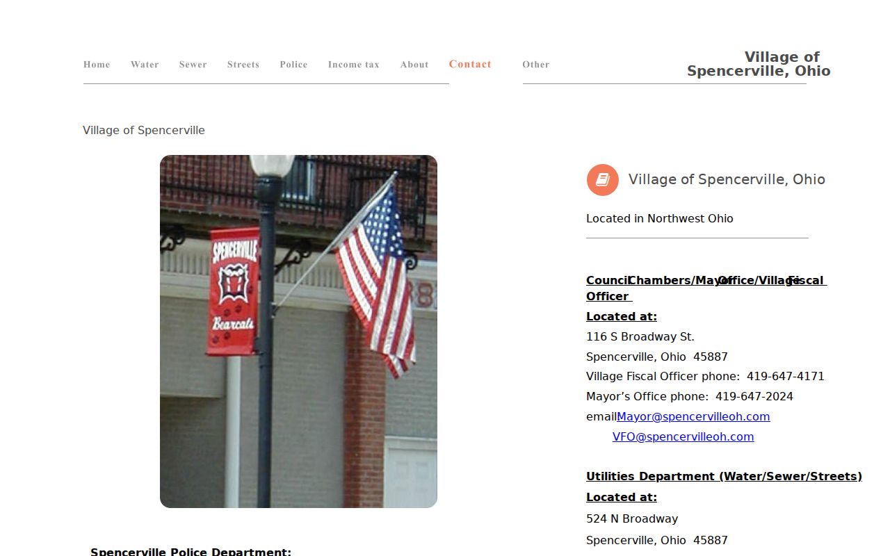Spencerville court records and official village contact source